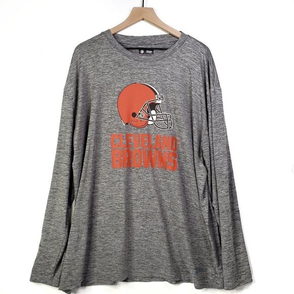 NFL Team Apparel Cleveland Browns Long Sleeve Tech Tee Men's XXL Grey‎ Top - Picture 1 of 7